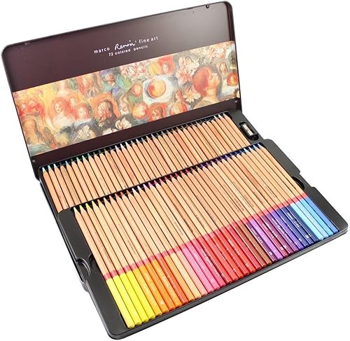 Egoshop 72-Color Marco Renior Oil Based Colored Pencils Set for Artist Sketching Drawing Writing Art Painting/Adult Coloring Books Metal Tin Case by - Nail Gallerys