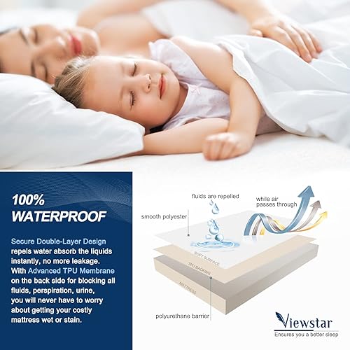 viewstar Protège Matelas Imperméable Bonnet Rabat 40cm Souple et silencieuse Protège Matelas pour Lit Adulte et Enfant (160 x 200 cm, Coton) - Nail Gallerys