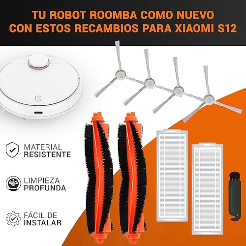 BekabA Pack de 9 accessoires de rechange pour Xiaomi Robot Vacuum S12/S10 EU, 2 brosses principales orange, 2 filtres HEPA,4 brosses latérales, kit de rechange pour Xiaomi Vacuum-Mop 2S/P/Pro/V2/V3/SE - Nail Gallerys
