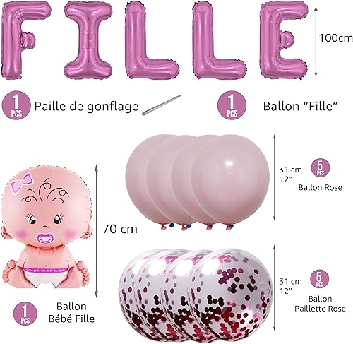 Décoration Baby Shower Garçon – Pack 16 Pièces : Lettres GARCON, Bébé, Ballons bleu Latex & Confettis – Marque Funfest - Nail Gallerys