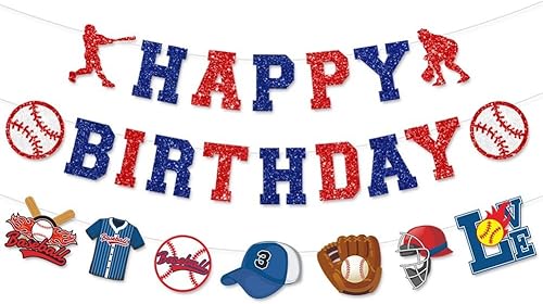 Bannière de baseball sportive et décoration de gâteau « Happy Birthday » - Nail Gallerys