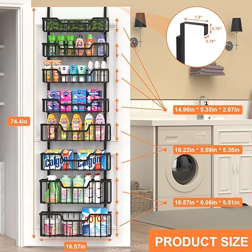 VyGrow Organiseur de porte à 8 niveaux avec crochets et paniers réglables – Noir - Nail Gallerys