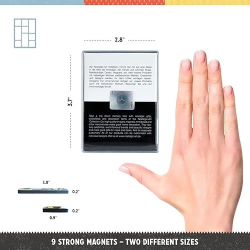 Nostalgic-Art Lot de 9 aimants rétro pour réfrigérateur avec Logos Mercedes-Benz - Cadeau pour Les Fans de Voiture - Kit magnétique pour Tableau magnétique - Design Vintage - Nail Gallerys