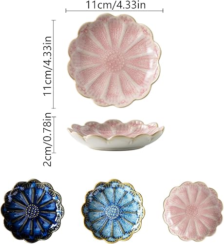 FENGQQKJ Lot de 3 plateaux à bijoux en céramique - Motif fleurs - Plateau décoratif en porcelaine - Pour bagues, boucles d'oreilles, colliers, rouges à lèvres - Rose et blanc - Nail Gallerys