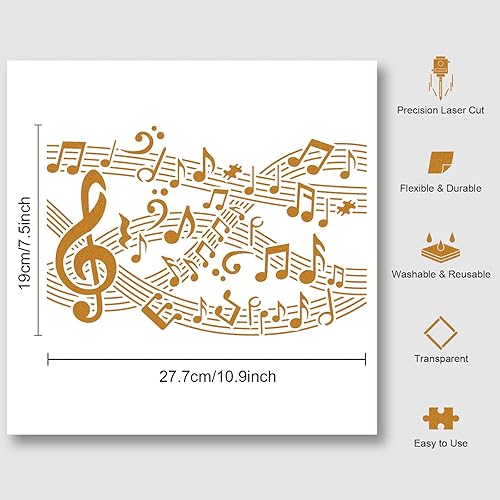 NBEADS Pochoir de Partition Musicale, 29.7x21cm Modèles de Peinture de Note de Musique Réutilisables DIY Art Craft Peinture Pochoirs Découpés au Mur pour Peinture Sur Bois Toile Papier Meubles Mur - Nail Gallerys