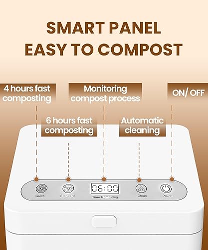Composteur électrique pour cuisine, bac à compost de 3 L, inodore/auto-nettoyant/affichage LED, machine à compost intelligente de comptoir, transforme les déchets en engrais sec - Nail Gallerys
