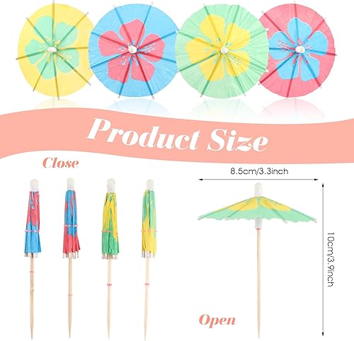 Lot de 50 parapluies à cocktail, parapluies pour boissons, cure-dents pour l'été, décoration de cupcakes hawaïens, décoration de fête (cercle) - Nail Gallerys
