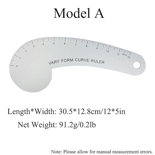 Règle courbe pour la fabrication de motifs, règle courbe en aluminium pour couture, design tendance, matelassage (B) - Nail Gallerys