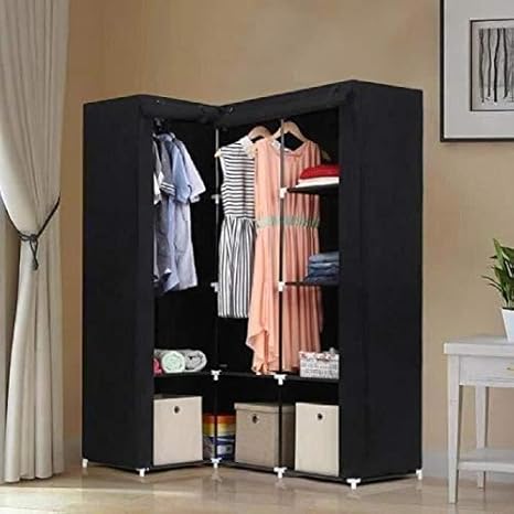 Armoire de Rangement en Tissu Textile Pliable avec Tringle à vêtements,Porte-Manteau,Garde-Robe Organisateur de Stockage de vêtements Armoire Toile,172 * 134 * 43cm-Gris - Nail Gallerys