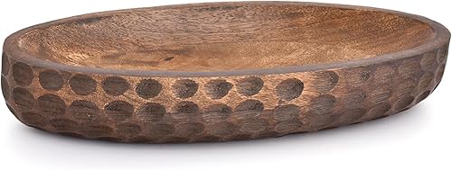 Samhita Bol décoratif en bois de manguier pour décoration d'intérieur, centre de table, ferme, restaurant, café (35,6 x 15,2 x 5,8 cm) - Nail Gallerys