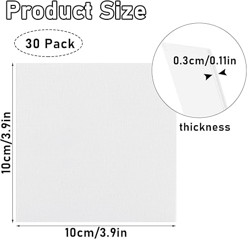 AKOLAFE Lot de 30 toiles de 10 x 10 cm - 3 mm - Petites toiles à peindre - 10 x 10 cm - Avec châssis - En coton - Convient pour acrylique, peinture à l'huile, croquis, aquarelle - Nail Gallerys