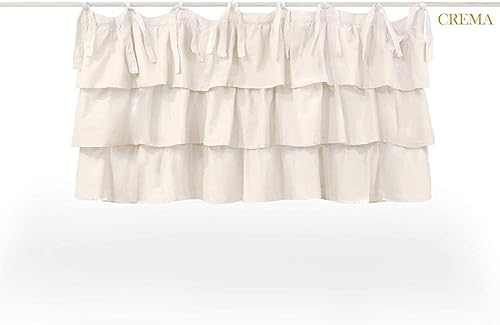 AT17 Rideau Cantonnière avec Trois Volants Shabby Chic et Romantique - Trois Volants - 140x60 - Blanc - Nail Gallerys