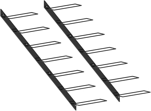 vidaXL 2X Casiers à Bouteilles Muraux pour 14 Bouteilles Etagère à Vin Porte-Bouteilles Casier à Vin Stockage Range-Bouteilles Maison Noir Métal - Nail Gallerys