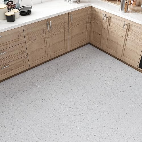 VEELIKE Dalle PVC Adhesive Sol Effet Terrazzo Blanc Carrelage Adhesif Sol Salle de Bain Carreaux Adhesif Cuisine Stickers Carrelage Imperméable Sol PVC Adhesif Salon 1.5mm 30 cm × 30 cm 12 Pièces - Nail Gallerys