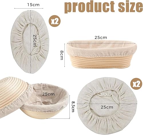 4 Pièces Insert en Lin pour Banneton à Pain, Banneton à Pain Rond Du Pain Doublure, 2 pièces rondes et 2 pièces ovales,Accessoire de pâtisserie pour Faire son Pain et son Levain - Nail Gallerys