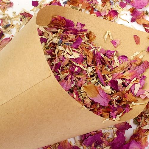 Annhao Cônes De Confettis De Mariage Papier Kraft, 30 PCS Rétro Kraft Cônes de Papier Porte-fleurs Rose Fleurs Pétales pour Fête De Mariage (17cm x 17cm) - Nail Gallerys