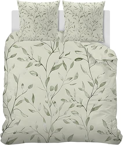 Housse de Couette 220x240 Vert Parure de Lit 220x240 Adulte avec Fermeture Éclair Douce Motif VéGéTal à Feuilles Sets de Housse Couette 2 Personnes avec 2 Taies Oreiller 65x65 cm Breathable c2933 - Nail Gallerys