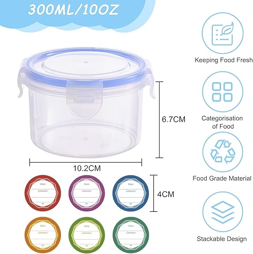 Surflyee 6 Pièces Boîte Plastique Alimentaire avec Couvercle Ronde, Réutilisable Boîtes Hermétiques Alimentaires, Petite Boîte Conservation pour le Sauce, le Yaourt, Micro-ondes Réfrigérateur Sécurité - Nail Gallerys