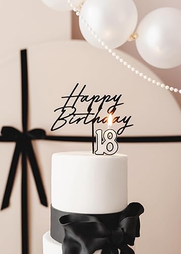 Élégante bougie chiffre 18 pour 18e anniversaire fille garçon anniversaire 18 ans décoration gâteau garniture cadeau bougie 18 ans noir blanc crème - Nail Gallerys