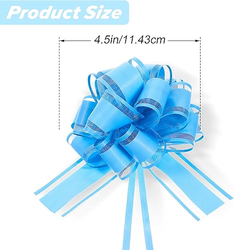 Sibba Lot de 6 Grands Nœuds À Tirer en Mousseline de Soie de 15,2 Cm pour Décoration de Mariage Bouquets Cadeaux pour Emballage de Fête Anniversaire Noël Saint-Valentin Bleu - Nail Gallerys