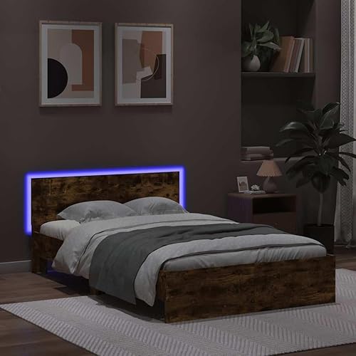 vidaXL Cadre de lit avec tête de lit et LED chêne Sonoma 120x190 cm - Nail Gallerys