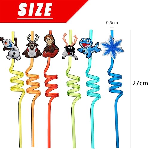 Lot de 16 décorations d'anniversaire La Reine des Neiges - Cadeaux d'anniversaire pour enfants - Pailles réutilisables. - Nail Gallerys