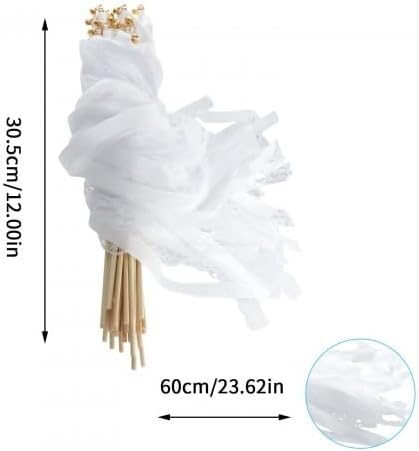 Focenat Baguettes de Mariage avec Clochettes en Ruban de Soie, 30pcs Ruban Mariage, Jeux du Ruban Bouquet Mariée, pour l'anniversaire de Mariage Autres Célébrations de Fêtes (Blanc) - Nail Gallerys