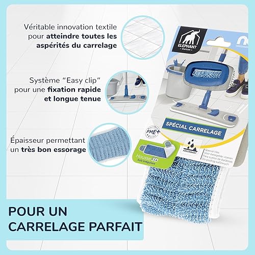 ÉLÉPHANT Maison - Housse Lavage NEO Carrelage - Nettoyage Profond - Atteint Joints & Aspérités - Tissage à Plis, Système Easy Clip - Lavable en Machine - Polyester - Haute Qualité - Nail Gallerys
