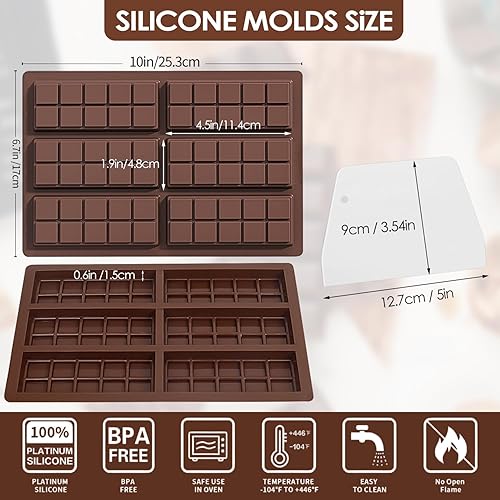 Moule à chocolat en silicone profond, 2 pièces de moule en silicone, moule de bar avec grattoir, moule à chocolat extra profond, moule de bar à chocolat avec revêtement anti-adhésif, bonbons - Nail Gallerys