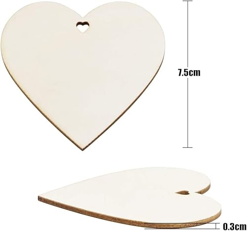 Lot de 20 cœurs en bois naturel brut pour la Saint-Valentin, les mariages, les fêtes de mariage, les loisirs créatifs, les décorations à suspendre pour sapin de Noël - Nail Gallerys