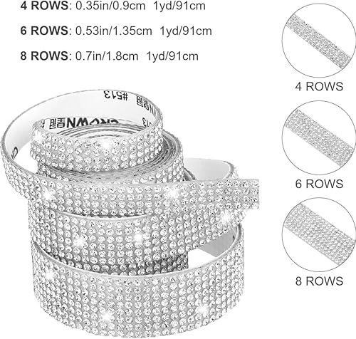 BOBOZHONG Ruban de Diamant Strass Cristal, 3 Rouleaux de Strass Ruban Diamant Strass Rouleau Ruban de Diamant Auto-Adhésif Ruban Strass Autocollant pour DIY Décoration et Métiers Projets - Nail Gallerys