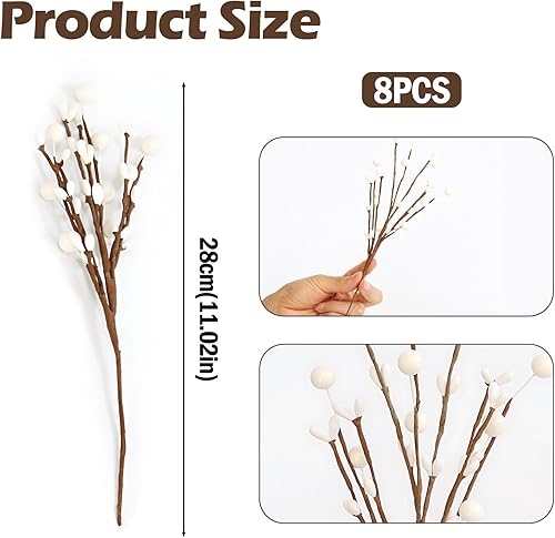 KAIYAYA 8 Pièces Branche Decorative Bois,Arbre de Paques Decoration Maison Branche Artificielle Fleur Deco Fausses Fleurs,Parfait pour Les Vases,Les Décorations de Table Ou Les Projets de Bricolage - Nail Gallerys