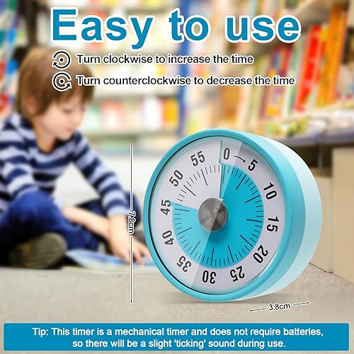 Hossom Visual Timer pour Les Enfants, 60 Minutes Compte à Rebours Mécanique Visual Timer avec Support Pliable, Aucune Pile n'est nécessaire, Cuisine Magnétique Minuteur pour Cuisine École Bureau - Nail Gallerys