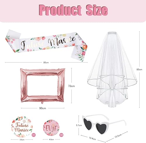 EVJF Accessoire,Future Mariée Badge,EVJF Echarpe Lunette Voile,Accessoire Enterrementde Vie de Jeune Fille pour Team Bride,Bride to Be Décoration,Future Mariée Kit EVJF - Nail Gallerys