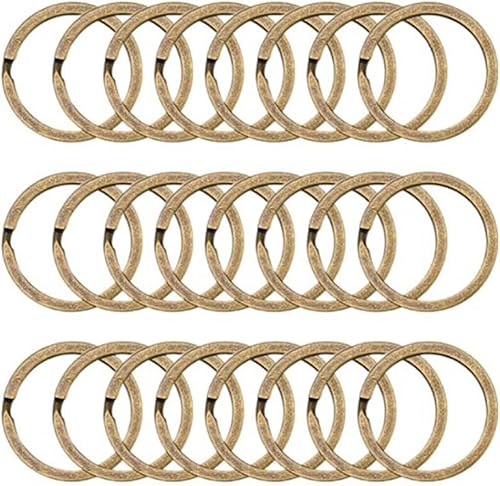 Rockreyoa Lot de 50 anneaux fendus en métal - 30 mm - Ancien bronze - Petits anneaux ouverts ronds - Pour colliers, bracelets, fabrication de bijoux - Nail Gallerys