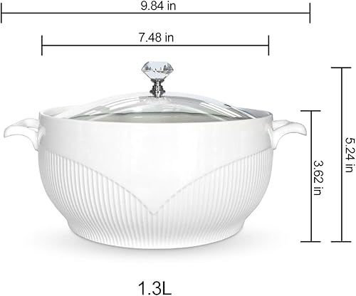 ABHOME Soupière en Céramique Avec Couvercle en Verre - Porcelaine pour Restaurant, Maison, Cuisine - Décoration Mignonne pour Soupe - Nail Gallerys