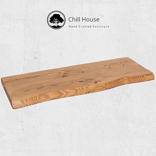 Chill House Wayne/Live Edge Étagère Flottante Rustique, étagère Murale en Bois 29x4.4cm, Teck, 70cm - Nail Gallerys