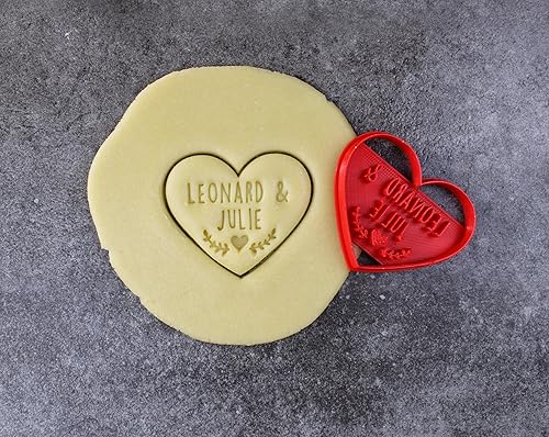 3DKOUPE - Emporte-pièce Coeur - Branches de laurier - Personnalisable avec texte - Typo et couleur au choix - Conçu et fabriqué en France - Nail Gallerys