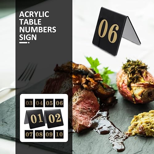 Zerodeko Numéros Tables 10 Pièces de Numéros de Table de Mariage Numéro de Table Noir Acrylique pour Banquets Table pour Réceptions de Mariage Bar Restaurants Hôtel Fêtes - Nail Gallerys