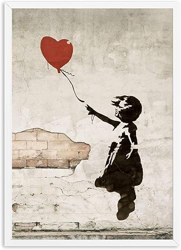 Yooyu Banksy Fille avec Ballon Mur Art Affiches et Impressions Toile Peinture Image décorative pour Salon décor à la Maison 50x70 cm sans Cadre - Nail Gallerys