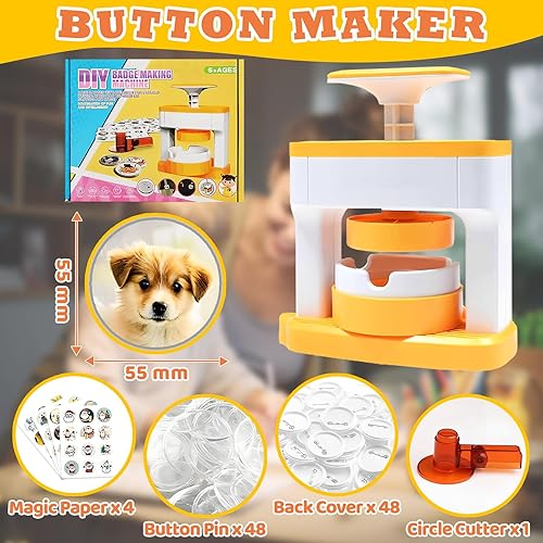 Machine à Boutons-Diy Machine à Badge, Kit de Fabrication De Badges Avec 48 PièCes de Boutons en Plastique Pour Les FêTes et Les Cadeaux - Nail Gallerys