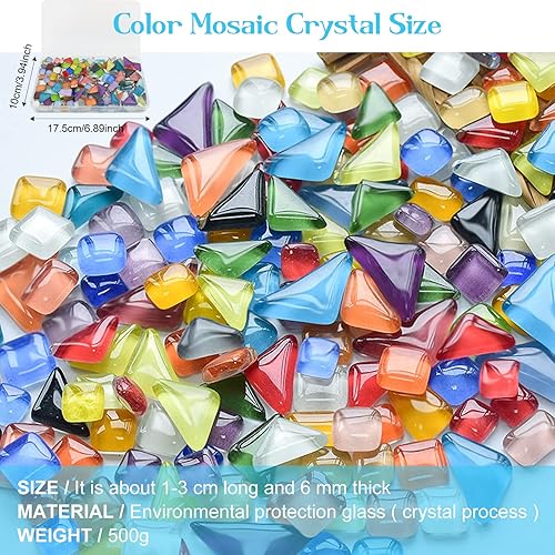 WZYTEU 500 g Mosaique, Irrégulière Tesselles en Verre pour Artisanat Bricolage, Maison Décoration avec Boîte de Rangement(Couleur Mélangée 1-3cm) - Nail Gallerys