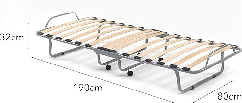 Talamo Italia - Lit Pliant Betta, lit Simple orthopédique et Pliable, 100% Made in Italy, lit avec revêtement en Simili Cuir, avec Matelas 80x190 cm Inclus, Gris Tourterelle - Nail Gallerys