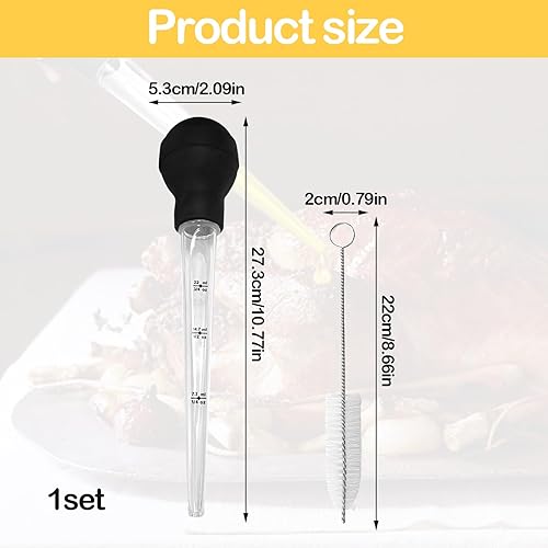 Poire A Jus, Pipette Cuisine avec Brosse De Nettoyage, Grande Poire A Sauce Cuisine Seringue à Jus avec Balance pour Barbecue, Barbecue, Cuisson, Turkey Seringue Compte-Gouttes D'Huile - Nail Gallerys