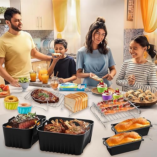 Accessoires de friteuse à air pour Tefal Dual Easy Fry XXL 11L (6,5L + 4,5L), ensemble de 21 moules en silicone pour accessoires de friteuse à air pour friteuse à air chaud Tefal EY942B - Nail Gallerys