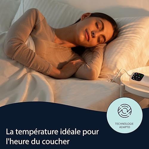 Imetec Surmatelas Chauffant 1 Place Adapto, 150x80cm - 6 Températures, Tissu 100% Coton, Chauffage Rapide, Température Constante, Personnalisée - Chauffe-Lit Electrique Double Commande, Simple - Nail Gallerys