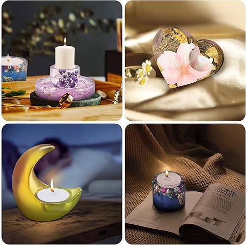 YUTUY Bougeoir en Résine époxy,6 Pièces Moule en Silicone pour bougeoir,DIY Bougeoir Moule en Silicone,Un paquet de matériaux de fleurs séchées,pour Bougeoir,Photophore,Décoration de Table - Nail Gallerys