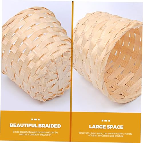 Cabilock 10 Pièces Bambou et panier tissé en bois joli panier Engrener artisanat tissu panier rangement panier de rangement organisateur de panier tissé de ferme panier tissé pour cotillons - Nail Gallerys