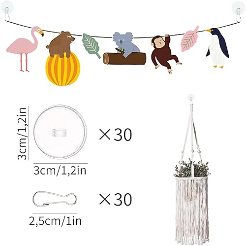 Crochet Adhésif Plafond en Transparents, 30 Pcs Crochets de Montage au Plafond avec Clips pour Mât de Drapeau, avec 30 Pcs Clips Hook set Auto Adhésifs Crochet Plafond Sans Percer - Nail Gallerys