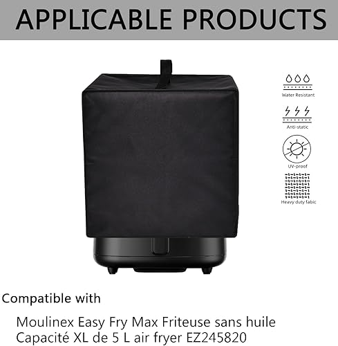 Amerbtech Housse pour friteuse à air résistante à la chaleur, Friteuse à air imperméable housse de protection pour Moulinex Easy Fry Max Friteuse sans huile, Capacité XL de 5 L, air fryer EZ245820 - Nail Gallerys